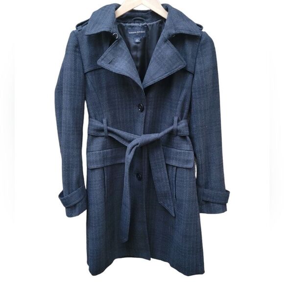 80% wool warm plaid check trench coat as seen on Kate Middleton size L - Picture 3 of 11